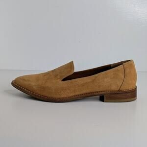 Aquatalia Golda Suede Loafers 8.5 Tan Flats Minimalist Quiet Luxury Weatherproof